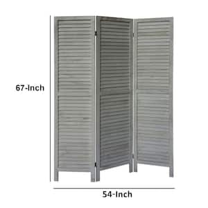 5.57 ft. Distressed White 3-Panel Foldable Wooden Room Divider Privacy Screen with Plank Style and Hinges