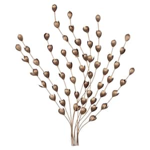 Traditional 24 in. x 20 in. Bushel of Stems Metal Flower Buds Wall Decor