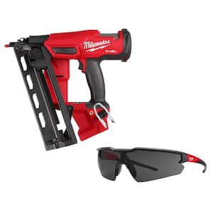 M18 FUEL 18-Volt Lithium-Ion Brushless Cordless Gen 2 16GA Finish Nailer Tool Only w/Tinted Anti Scratch Safety Glasses