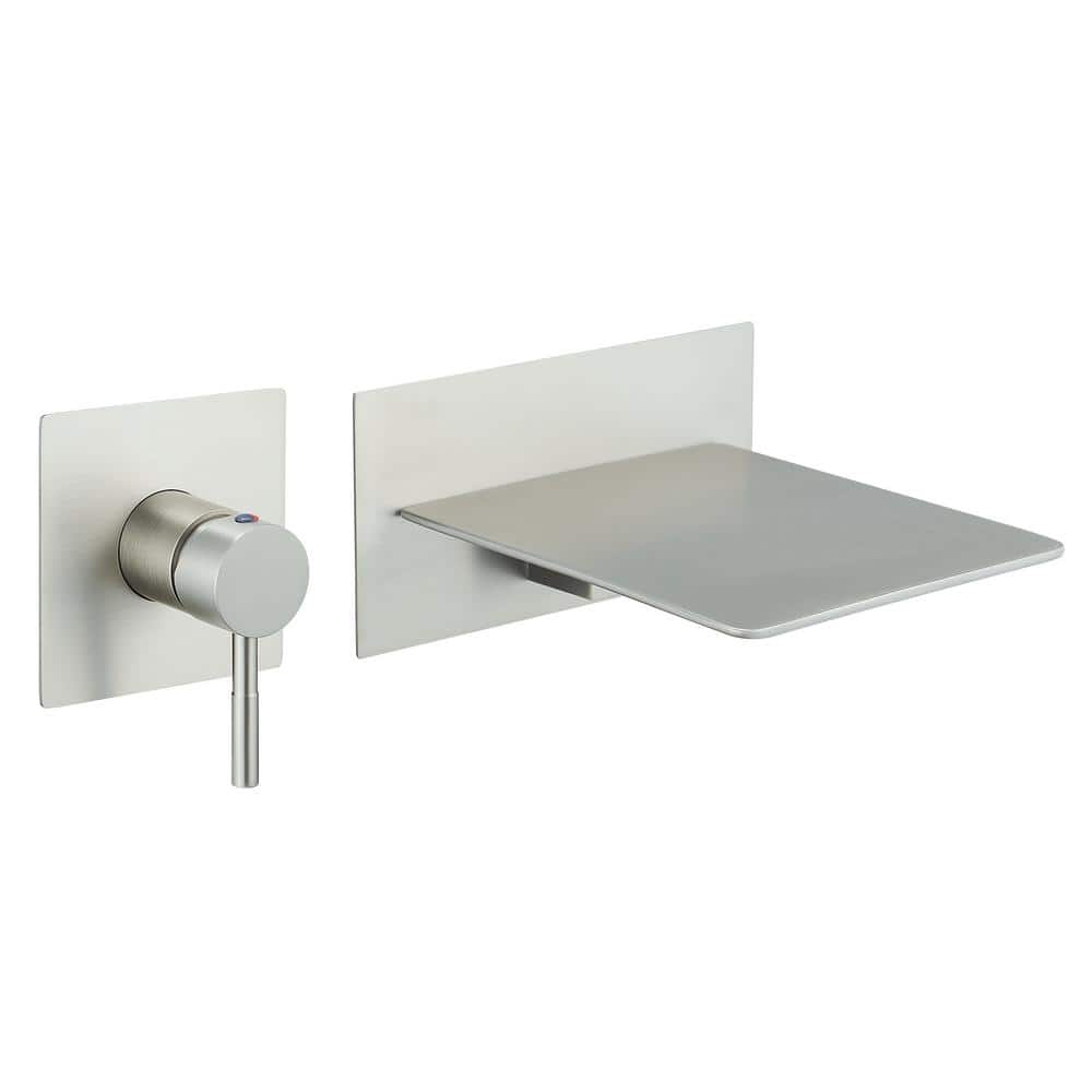 Brushed Nickel Wall-Mount Waterfall Bathroom Faucet