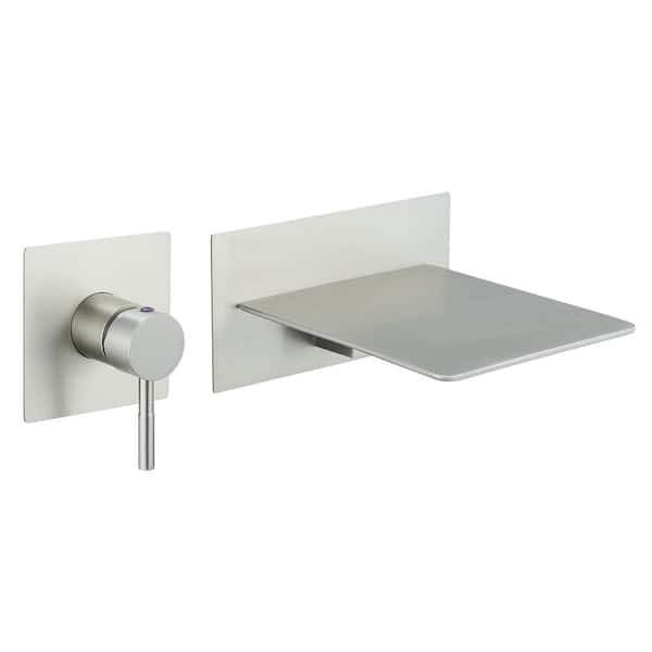 HOMEMYSTIQUE Single Handle Wall Mounted Faucet with Spot Resistant in Brushed Nickel Valve Included