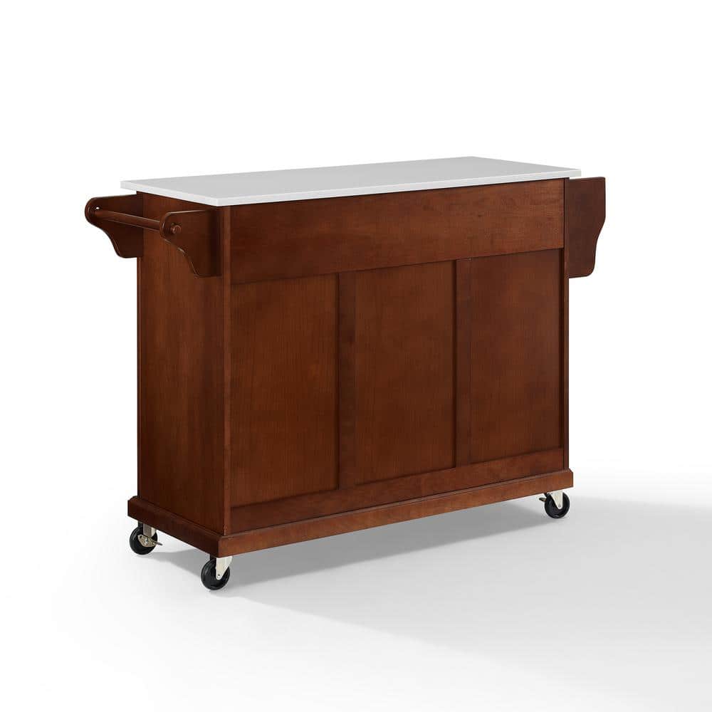 Granite Top Mahogany Kitchen Cart with Built-In Spice Rack