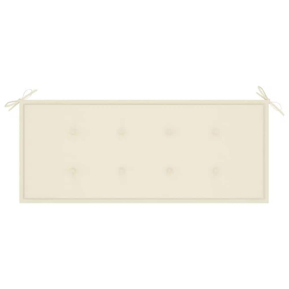 Top view of cream tufted cushion for outdoor bench