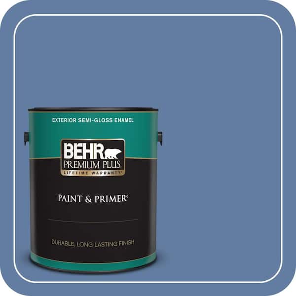 BEHR PREMIUM PLUS 1 gal. #600D-6 Blueberry Patch Semi-Gloss Enamel Exterior Paint & Primer