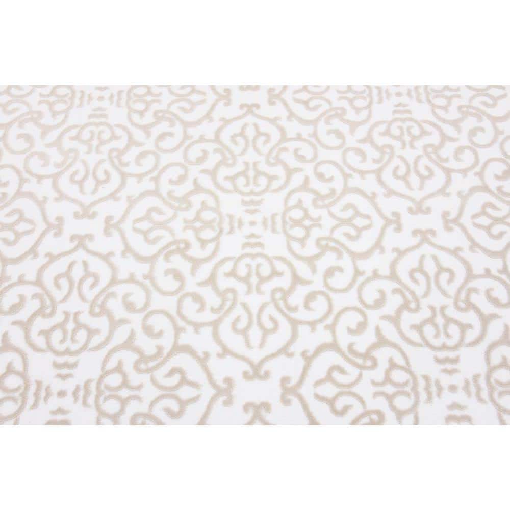 Elegant Snow White and Beige Floral Indoor Rug - 8' x 11'