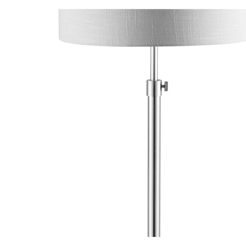 June 66" Chrome Arc Adjustable LED Floor Lamp with White Linen Shade