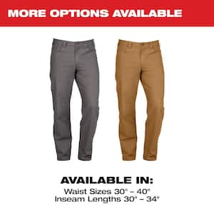 Men's 34 in. x 30 in. Gray Cotton/Polyester/Spandex Flex Work Pants with 6 Pockets