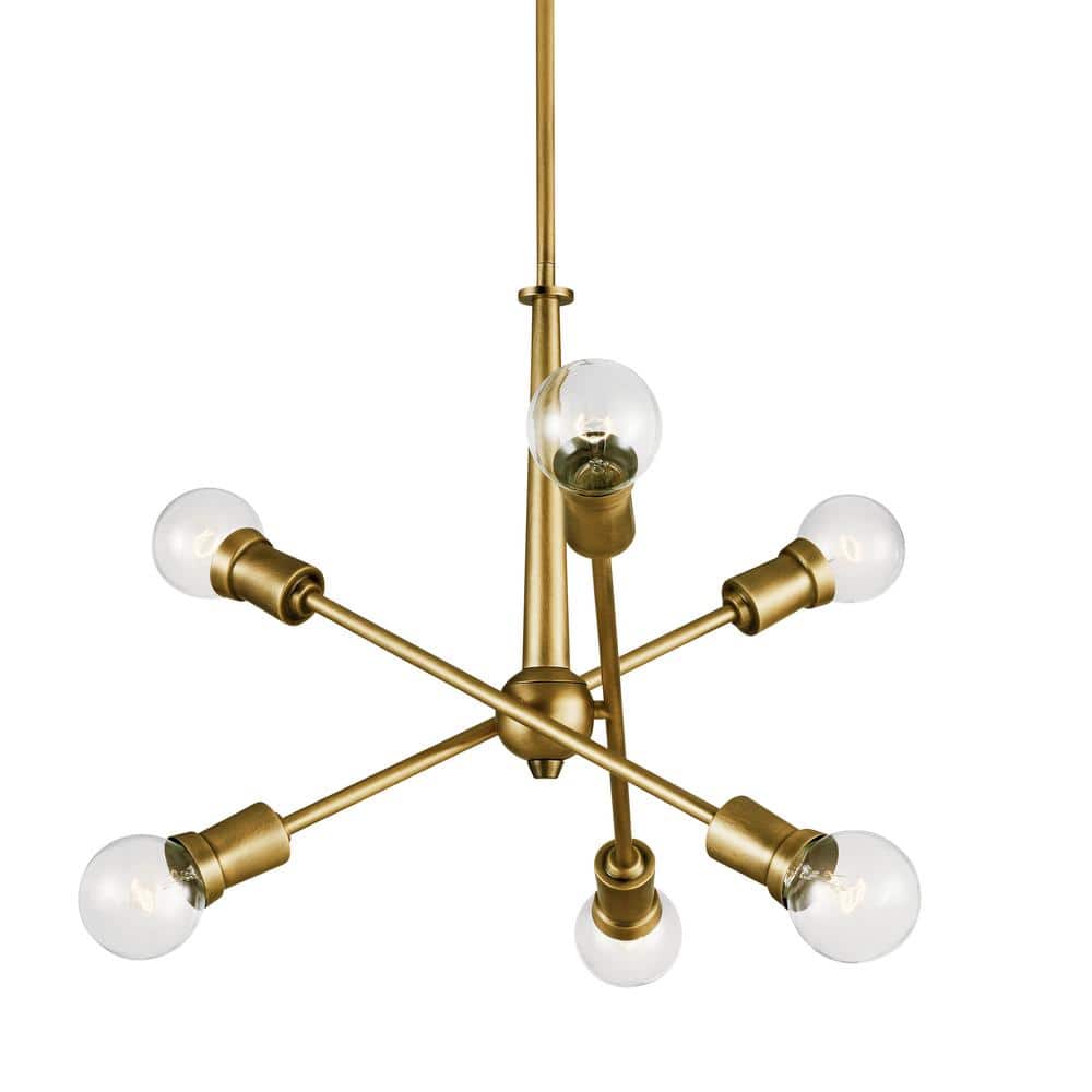 Natural Brass Mini Sputnik Chandelier with Adjustable Arms