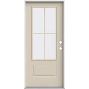 36 in. x 80 in. 1 Panel Left-Hand/Inswing 3/4 Lite Clear Glass Primed Steel Prehung Front Door