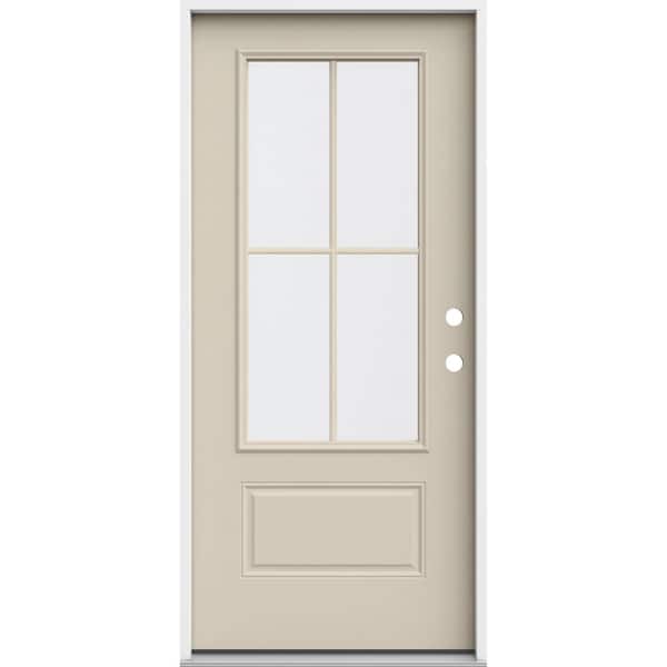 JELD-WEN 36 in. x 80 in. 1 Panel Left-Hand/Inswing 3/4 Lite Clear Glass Primed Steel Prehung Front Door