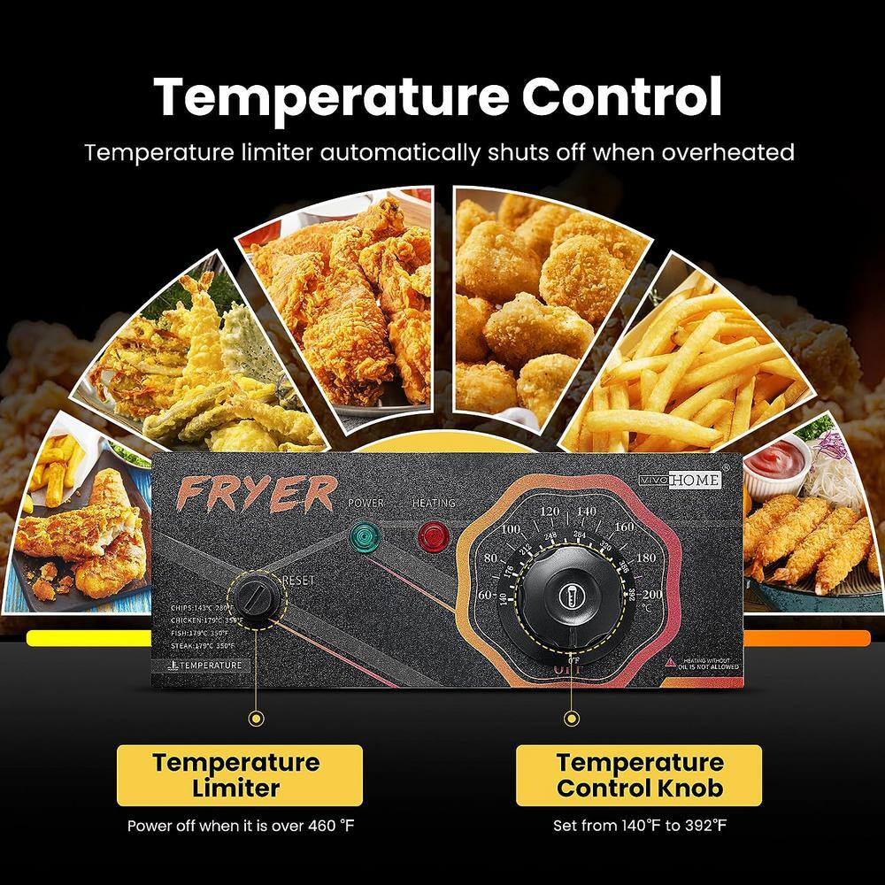 2500W Stainless Steel Electric Deep Fryer with 6.3 QT Basket