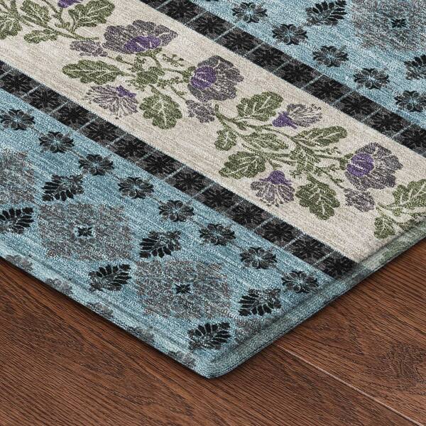 Mayfield Premium Machine Washable Abstract AMF2465 Aqua 9 ft. x 12 ft. Area Rug
