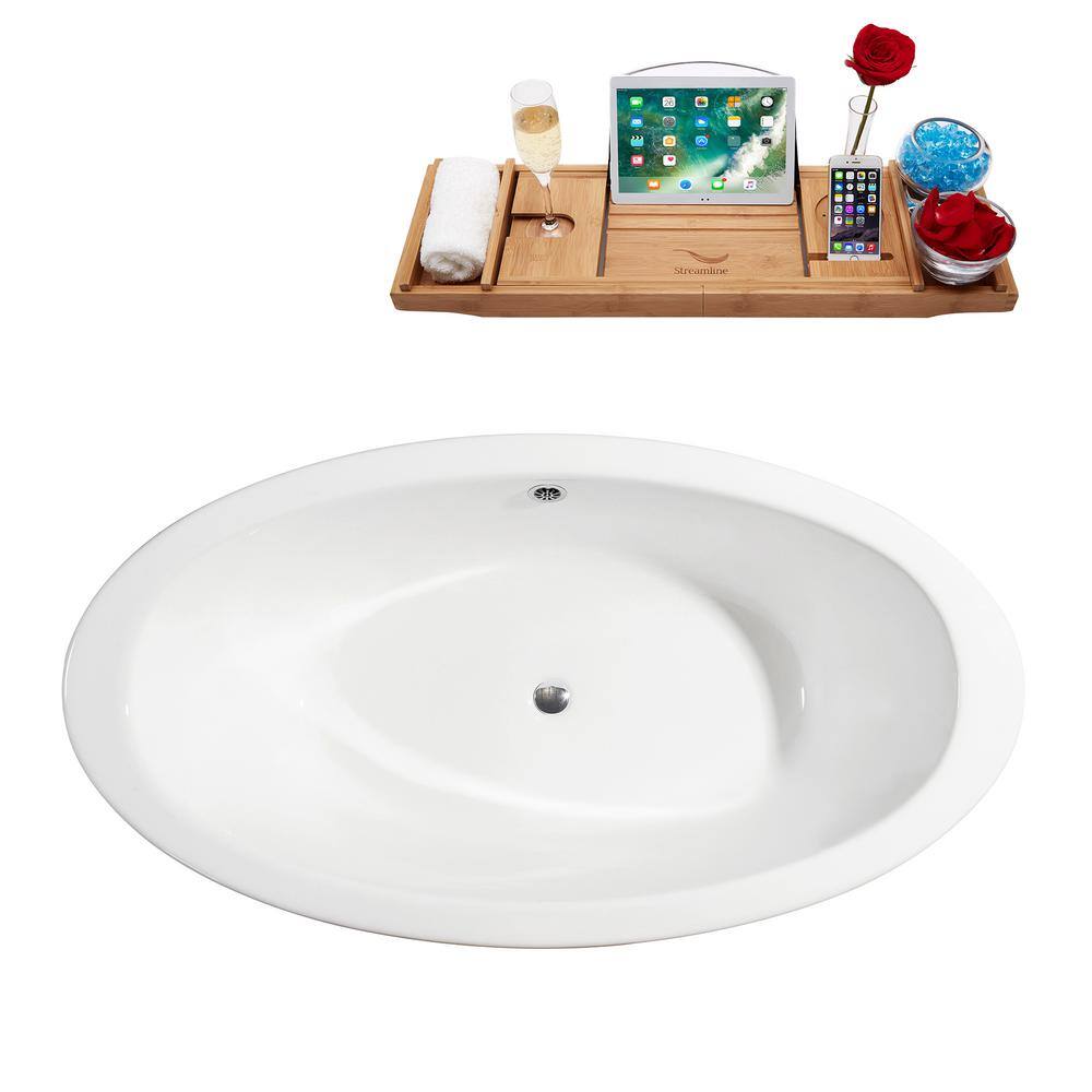 65" Glossy White Cast Iron Clawfoot Soaking Tub with Matte Black Feet