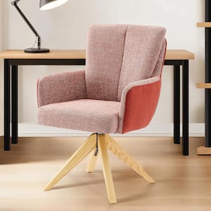Arthur Red Fabric Swivel Accent Arm Chair with Wood Legs