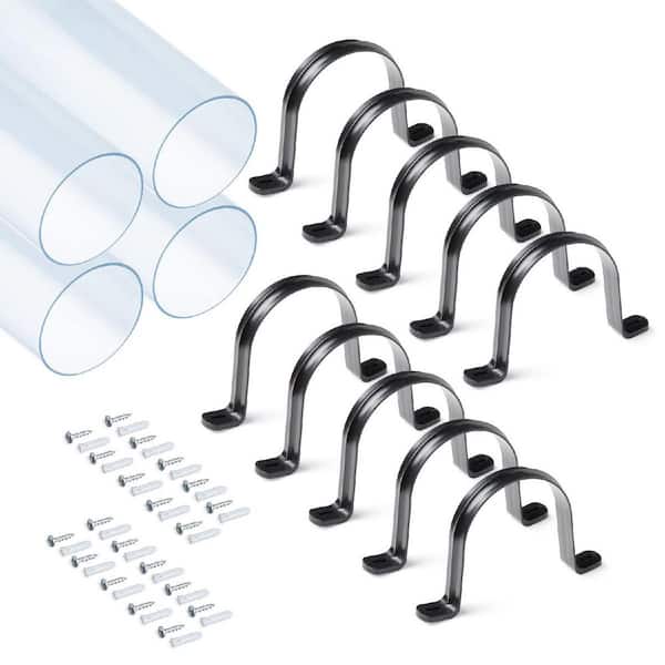Clear PVC Pipe 4 in. x 36 in. Long, 4PK and 10PK Pipe Straps w/ Anchors & Screws Compatible w/ Dust Collection Fittings