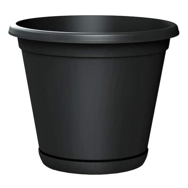 Delta 12 in. Black Plastic Planter with Saucer