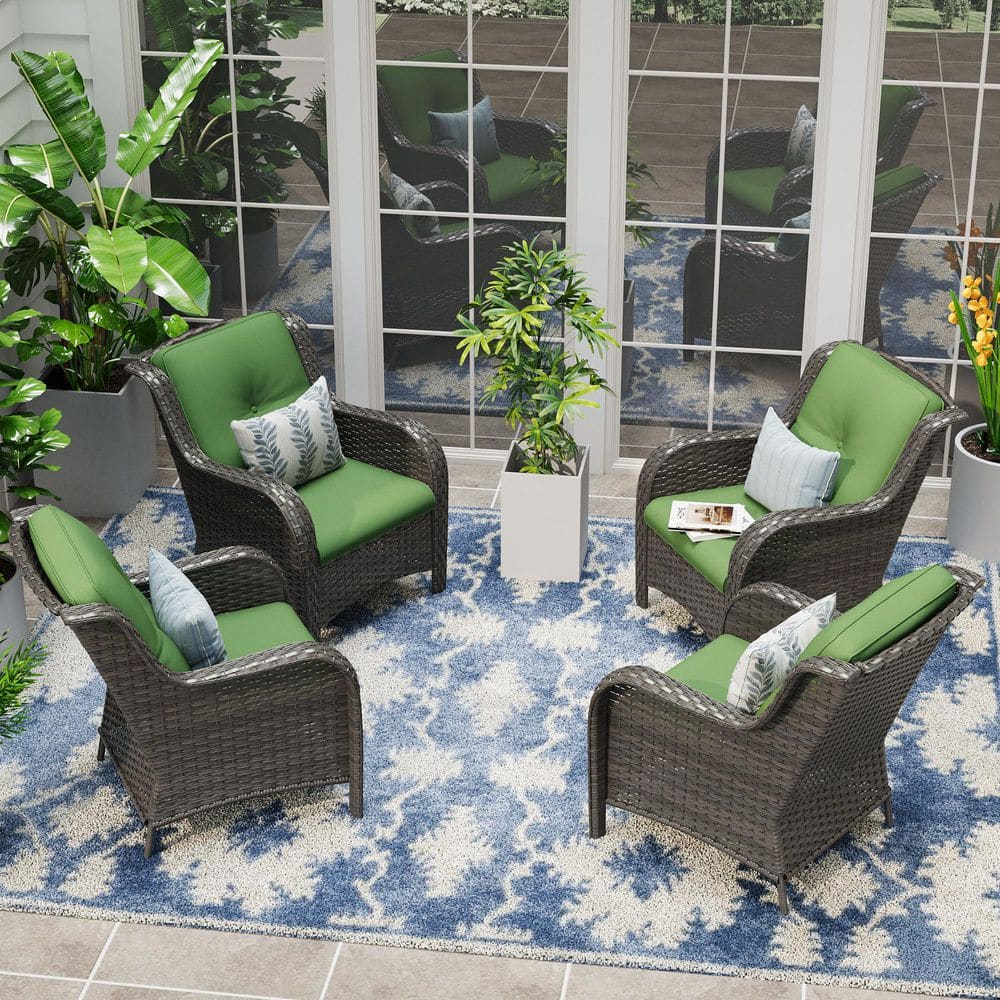 JOYSIDE Ergonomic Arm 4-Piece Patio Wicker Outdoor Lounge