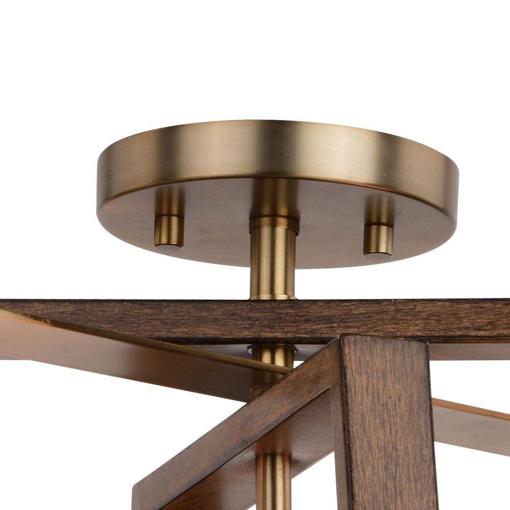 Dunning 16" Brass and Chestnut Semi-Flush Mount Ceiling Light