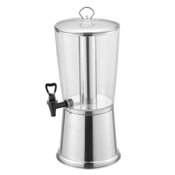 SKYSHALO 2.1 Gal. Beverage Dispenser, Stainless Steel + Plastic with Spigot Ice Chamber, for Iced Tea, Lemonade, Juice, Water
