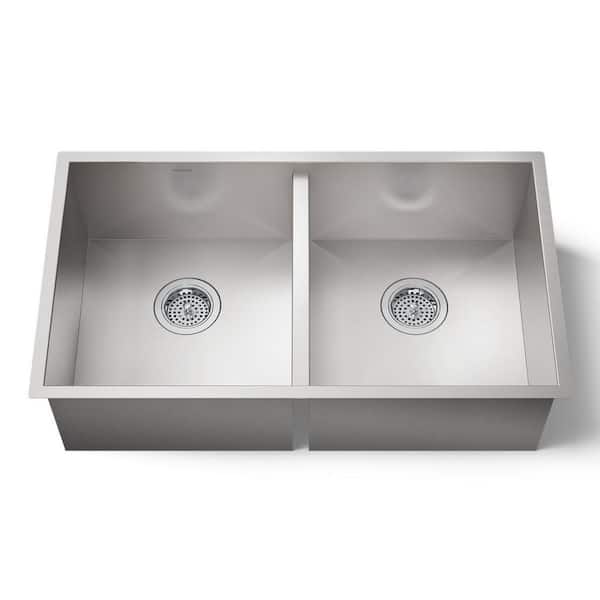 Vault 32 in. Undermount Double Bowl Stainless Steel Kitchen Sink
