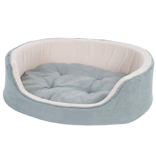 Petmaker Large Gray Cuddle Round Suede Terry Pet Bed