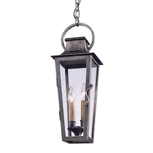 French Quarter 2-Light Aged Pewter Outdoor Hanging Pendant