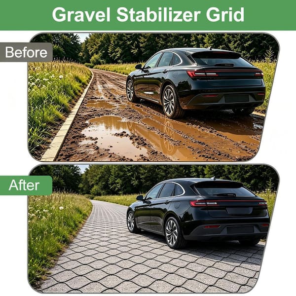 10 ft. x 16.5 ft. x 2 in. Plastic Ground Geo Grid for Parking Lots, Lawn Stabilization and Sidewalk Base Reinforcement