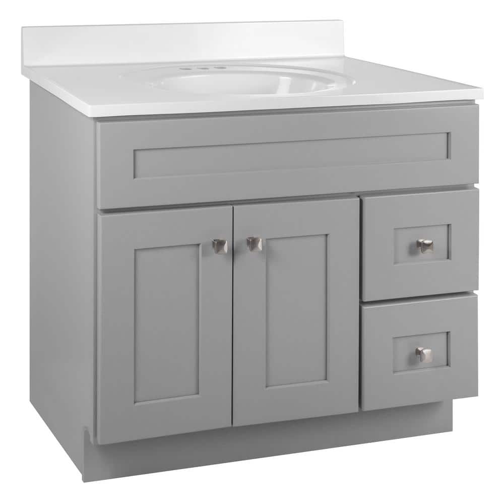 Brookings 37 in. Single Sink Gray Bath Vanity with White Cultured Marble Top Unassembled price history on PriceWatchPro