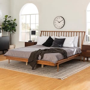 Spindle Back Solid Wood King Bed in Caramel