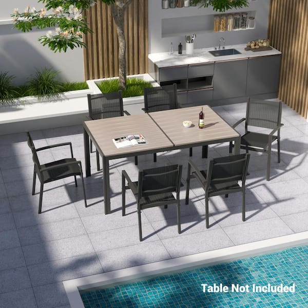 JOYESERY 6-Piece Patio Dining Chairs Breathable Textilene Chairs, Weather-Resistant, Lightweight and Stackable, Black