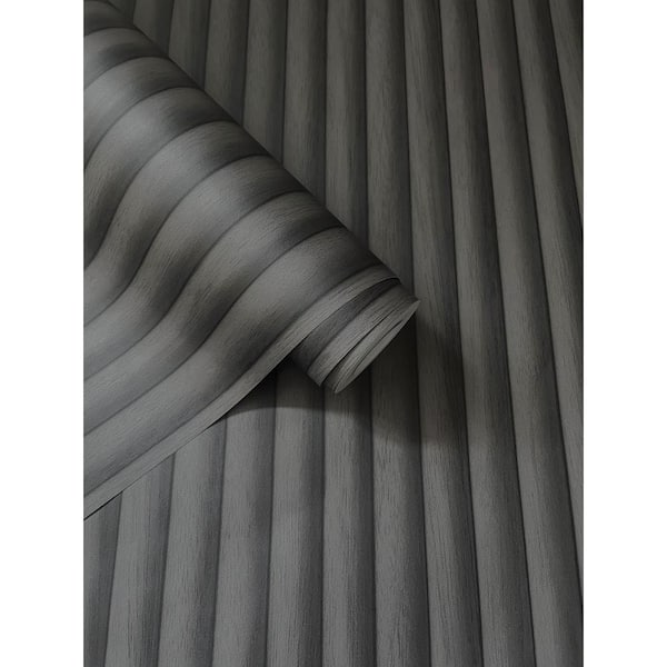 Charcoal 3-Dimensional Stripe Print Non Woven Non-Pasted Textured Wallpaper 57 sq. ft.