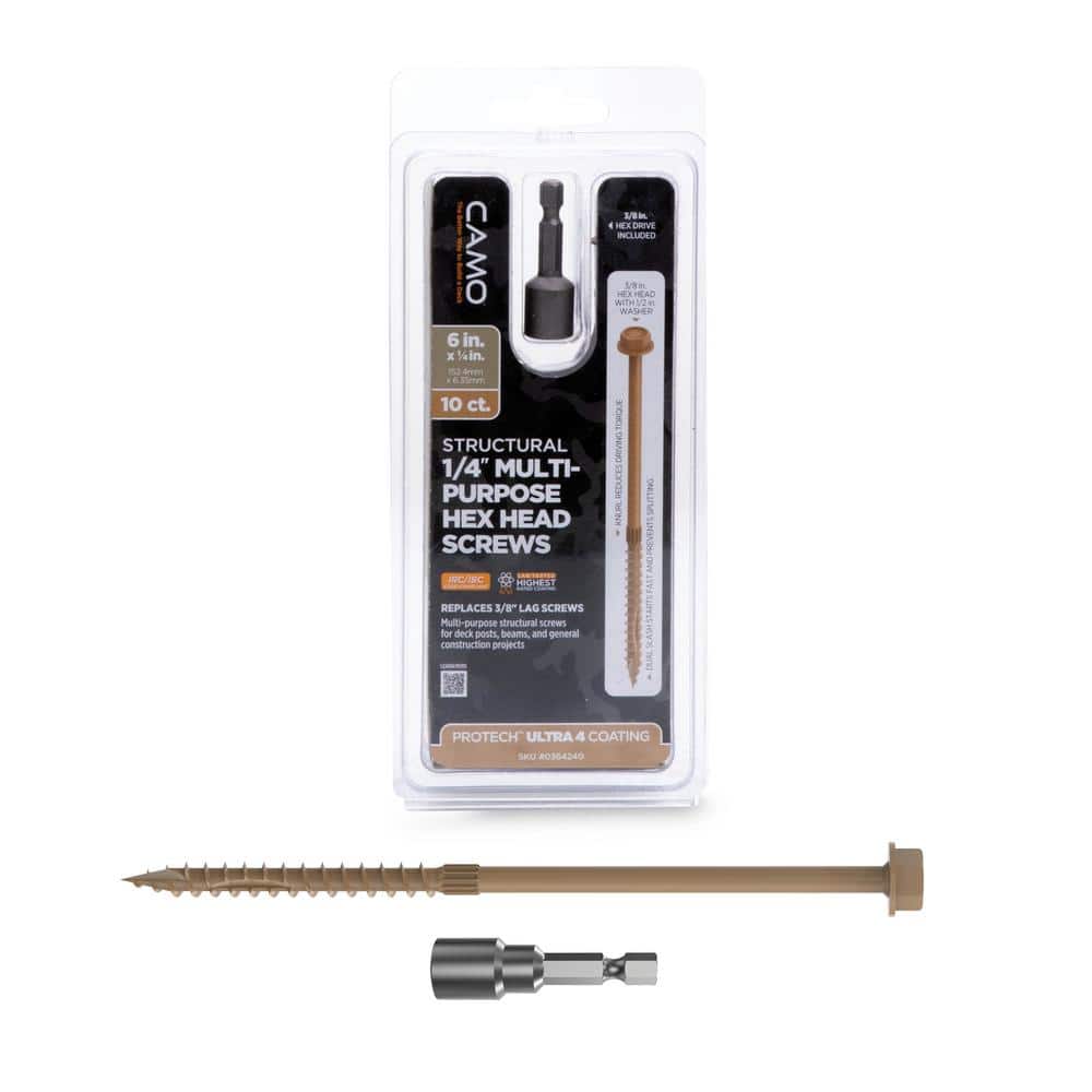 1/4 in. x 6 in. Hex Head Multi-Purpose Hex Drive Structural Wood Screw - PROTECH Ultra 4 Exterior Coated (10-Pack) price history on PriceWatchPro