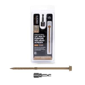 1/4 in. x 6 in. Hex Head Multi-Purpose Hex Drive Structural Wood Screw - PROTECH Ultra 4 Exterior Coated (10-Pack)