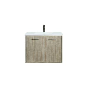 Fairbanks 30 in W x 20 in D Rustic Acacia Bath Vanity, White Quartz Top and Gun Metal Faucet Set