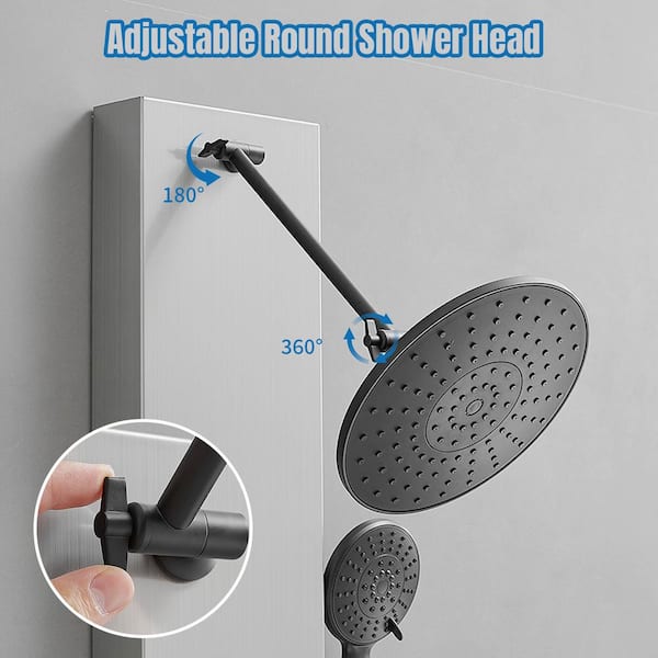 HOMEMYSTIQUE 3-in-1, 6-Jet Shower Panel Tower System w HOMEMYSTIQUE 3-in-1, 6-Jet Shower Panel Tower System w