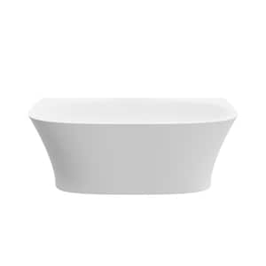 Diaz 67 in. Acrylic Free-Standing Flatbottom Oval Bathtub with Center Drain in White