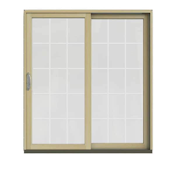 JELD-WEN 72 in. x 80 in. W-2500 Contemporary White Clad Wood Right-Hand 15 Lite Sliding Patio Door w/Unfinished Interior