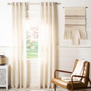 Cream Solid Grommet Sheer Curtain - 52 in. W x 84 in. L