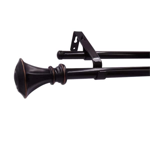 Urban Style Living McKinney 72 in. - 144 in. Adjustable 0.75 in. Dia Double Rod Set with Decorative Finials in Oil Rubbed Bronze