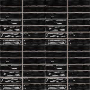 Spanish Lineas Ceramic 8"x 8"x 8mm Wall Tile Case - Midnight Black (25 PCS, 11 Sq. Ft.)