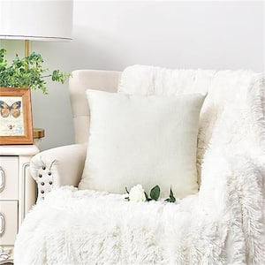 Cream Outdoor Throw Pillow Pack of 4 Cozy Covers Cases for Couch Sofa Home Decoration Solid Dyed Soft Chenille
