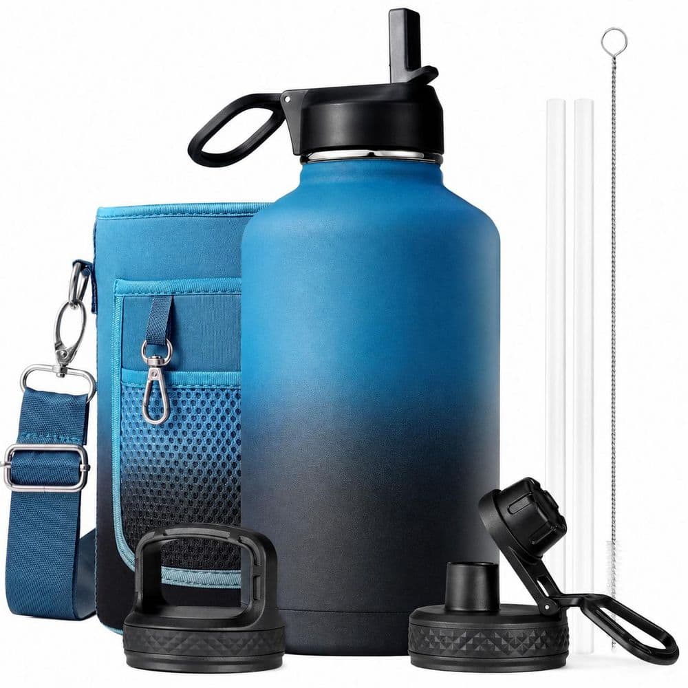 64 oz Samurai Cyan Blue Stainless Steel Insulated Water Bottle with Straw and 3 Lids, Wide Mouth, BPA-Free price history on PriceWatchPro