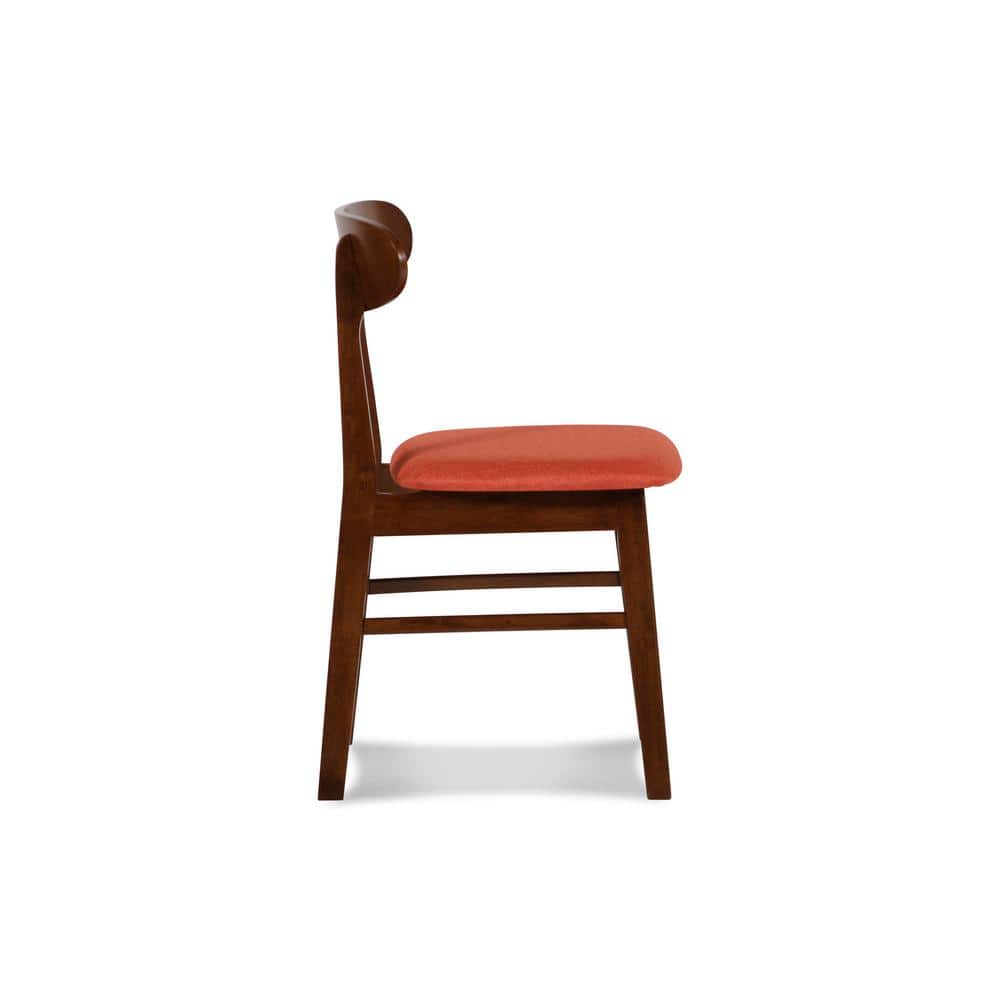 Morocco Walnut Wood Orange Upholstered Side Chair Set