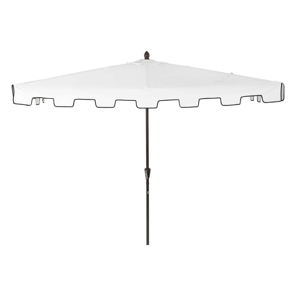 Sidney 9 ft. White Aluminum MidCentury Patio Umbrella with Crank