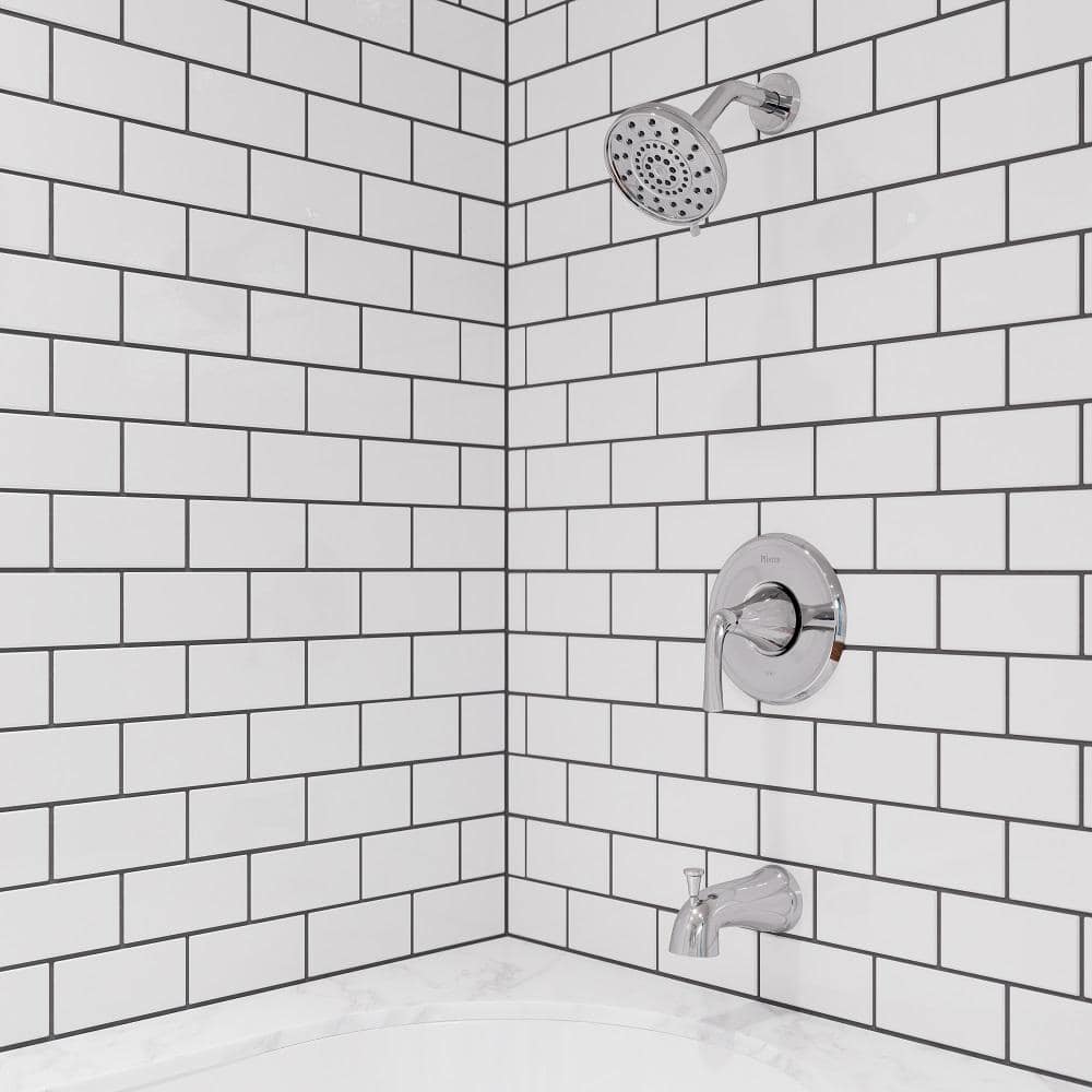 Ladera Polished Chrome Large Round Wall Mounted Tub and Shower Faucet