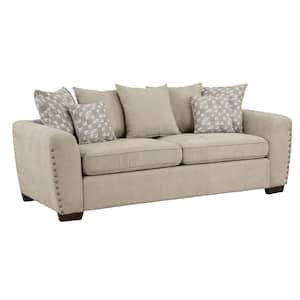 Fleming 82 in. W Straight Arm Chenille Rectangle Sofa in. Light Brown
