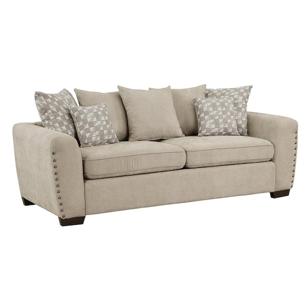 Lazzara Fleming 82 in. W Straight Arm Chenille Rectangle Sofa in. Light Brown