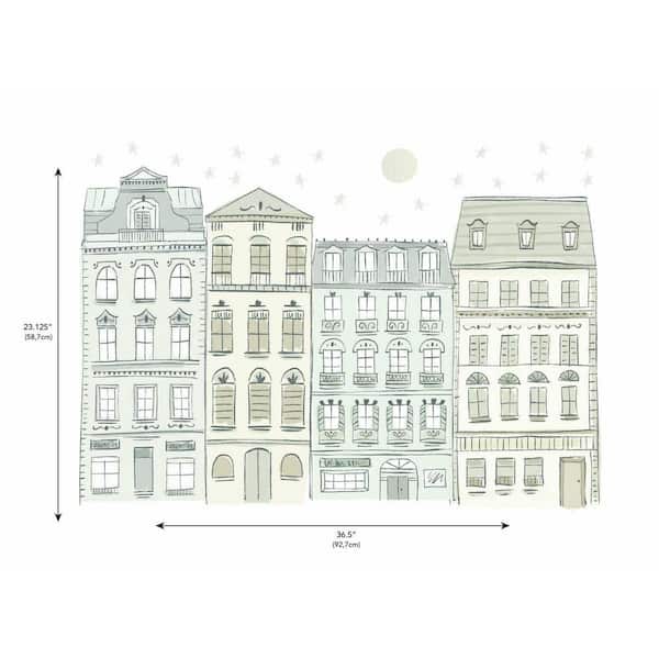RoomMates Illustrated Townhouses Peel and Stick Giant Wall Decals