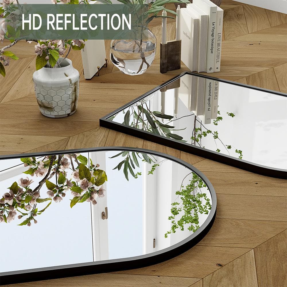 24 x 36 Black Metal Framed Arched Vanity Mirror