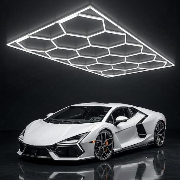 WYZM 15 ft. Hexagon Garage Lights,600-Watt 72000LM,14-Grids 5000K